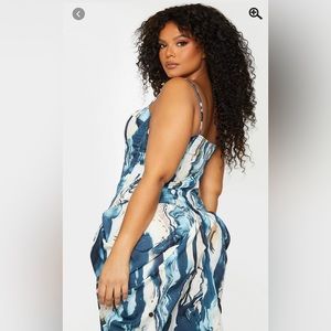 PLT corset Shirt and ruffled skirt blue and cream